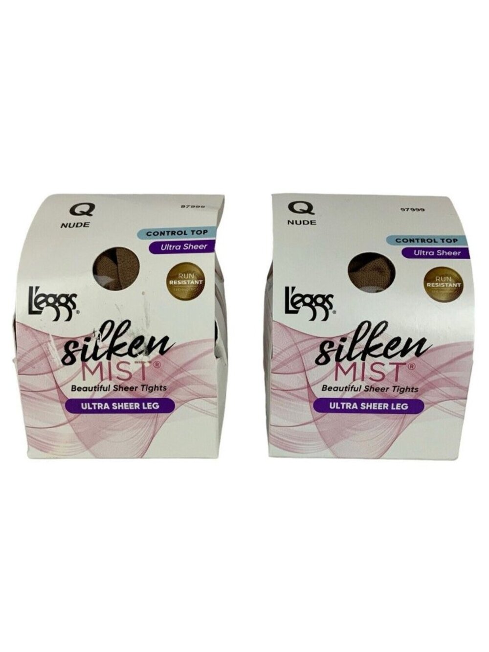 Leggs Silken Mist Ultra Sheer Tights Control Top Nude Queen Plus 2-Pack
